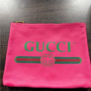 Gucci Fuchsia Pouch with Green Logo